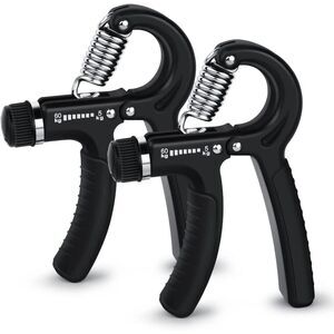 2pc Hand Grip Strengthener Adjustable Resistance 11-132lb Forearm Exercise Black